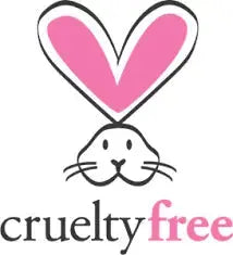 Cruelty-free logo featuring a pink heart and a bunny outline.