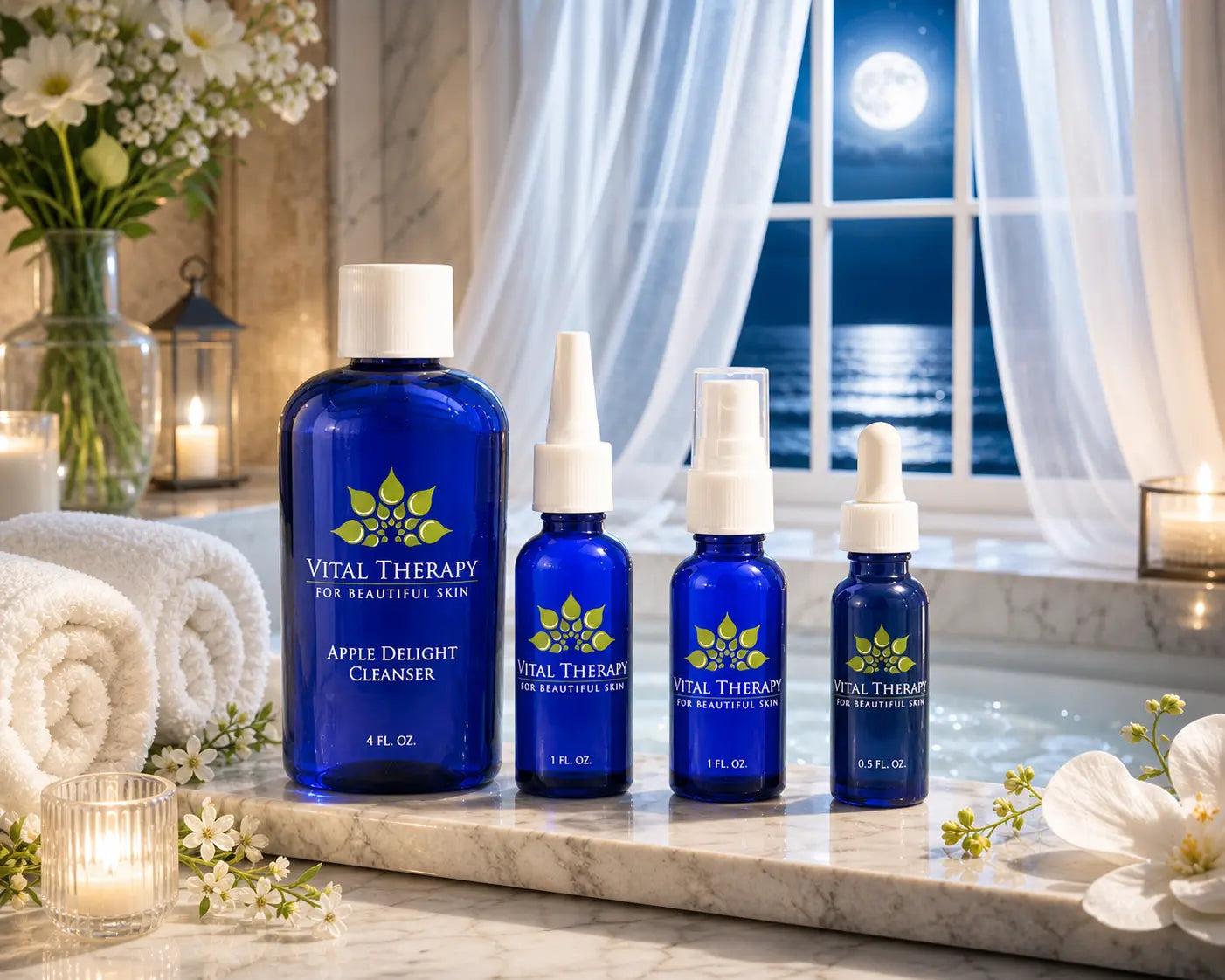 Vital Therapy Evening Skincare Routine Set | 4-Step Night Ritual | Made In The USA Vital Therapy