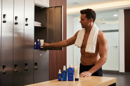 Men's Essential Skincare Set - Gym Locker with Real Bottles
